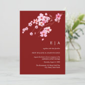 Hochzeit von Rotrosa Cherry Blossom Einladung (Stehend Vorderseite)