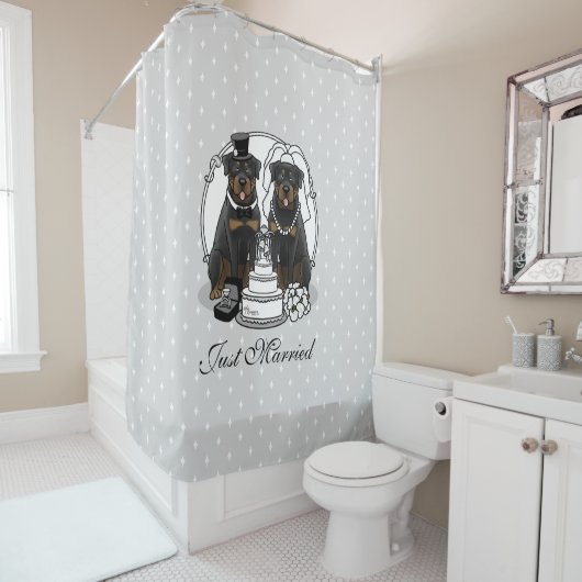 Hochzeit von Rottweilers Brauthunde und Hunde Nied Duschvorhang (Beispiel)