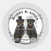 Hochzeit von Rottweilers Brauthunde und Hunde Nied Runder Aufkleber (Vorderseite)