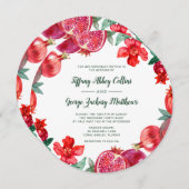 Hochzeit von Rotwasserflora-Granatapfel Einladung (Vorne/Hinten)