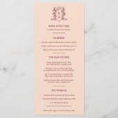 Hochzeit von Rotwein und Pfirsichkrone Menükarte (Rückseite)