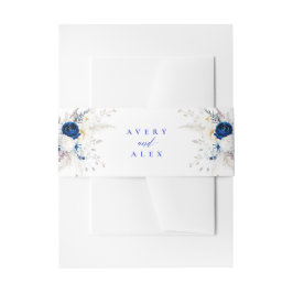 Hochzeit von Royal Blue Floral Calligraphy Einladungsbanderole
