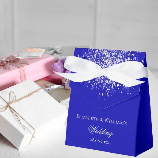 Hochzeit von Royal Blue Silver Glitzer Geschenkschachtel