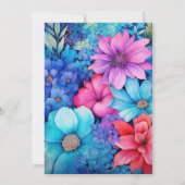 Hochzeit von Royal Blue, Türkis und Korallenflora Einladung (Rückseite)