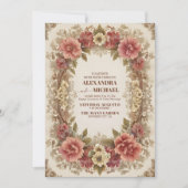 Hochzeit von Royal Viktorianisch Floral Ornaments Einladung (Vorderseite)