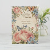 Hochzeit von Royal Viktorianisch Floral Ornaments Einladung (Stehend Vorderseite)