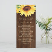 Hochzeit von rustikalen Holzblumen Menükarte (Stehend Vorderseite)
