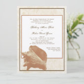 Hochzeit von Sand und Muschel Einladung (Stehend Vorderseite)