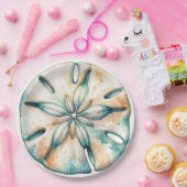 Hochzeit von SandDollar Ocean Splash Sea Watercolo Pappteller (Party)