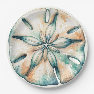 Hochzeit von SandDollar Ocean Splash Sea Watercolo Pappteller
