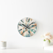 Hochzeit von SandDollar Ocean Splash Sea Watercolo Runde Wanduhr (Zuhause)