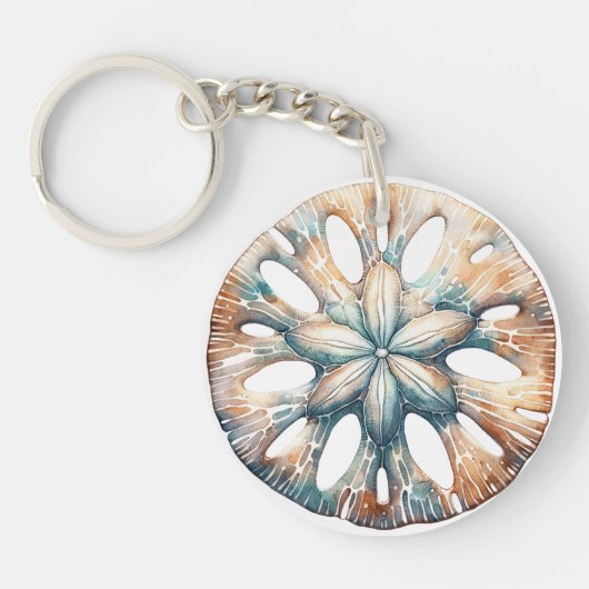 Hochzeit von SandDollar Ocean Splash Sea Watercolo Schlüsselanhänger (Vorderseite)