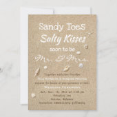 Hochzeit von Sandstrand und weißer Typografie Einladung (Vorderseite)