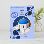 Hochzeit von Santorin Einladung (Stehend Vorderseite)