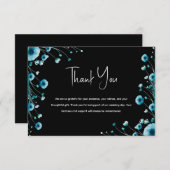 Hochzeit von Schwarz und Blauer Flora im Ozean Ins Dankeskarte (Vorne/Hinten)