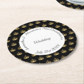 Hochzeit von Schwarz und Gold Runder Pappuntersetzer (Angewinkelt)