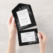 Hochzeit von Schwarz und Weiß All In One Einladung (Abreißen)