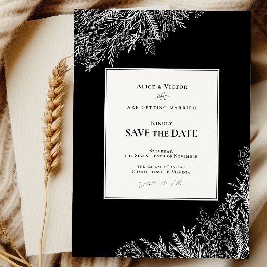 Hochzeit von Schwarz und Weiß Save The Date