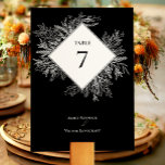 Hochzeit von Schwarz und Weiß Tischnummer<br><div class="desc">Dieses Schwarz-Weiß-Grün-Tischnummer-Design bietet eine klassische Kombination aus schlichter minimalistischer Typografie mit einer neutralen Schwarz-Weiß-Story und schicken Linien-Kunstgrün. Die Moody-Blatt-Silhouette-Verzierungen sind kunstvoll arrangiert, um eine schöne fließende Form zu schaffen, die von den polierten geometrischen Elementen Set, bietet eine schöne Sammlung für den Anzug eine breite Palette von Hochzeitsthemen und Veranstaltungen für...</div>