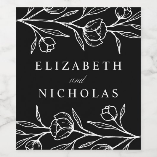 Hochzeit von Schwarz und Weiß Weinetikett (Einzelnes Label)