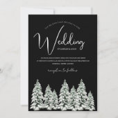 Hochzeit von Schwarz-Weiß-Schnee-Pine Einladung (Vorderseite)