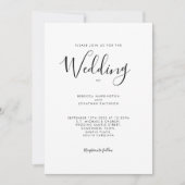 Hochzeit von Schwarz-weißen Schriftart Einladung (Vorderseite)