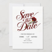 Hochzeit von Script-Rote Rosen Save The Date (Vorderseite)