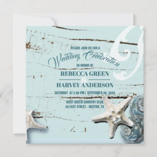 Hochzeit von Seestern mit tropischem Aqua Einladung