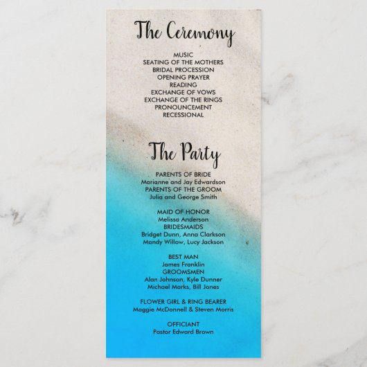 Hochzeit von Seestern mit tropischem Sand Programm (Rückseite)