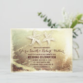 Hochzeit von Seestern und Meereswellen Einladung (Stehend Vorderseite)