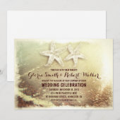 Hochzeit von Seestern und Meereswellen Einladung (Vorne/Hinten)