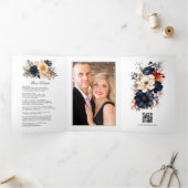 Hochzeit von Seestreitkräften, Burnt Orange & Cham Dreifach Gefaltete Einladung (Innenseite)