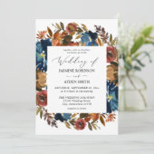 Hochzeit von Seestreitkräften, Orange und Brown Fa Einladung (Stehend Vorderseite)