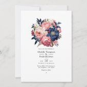 Hochzeit von Seestreitkräften und Blütenblumen Einladung (Vorderseite)