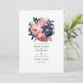 Hochzeit von Seestreitkräften und Blütenblumen Einladung (Stehend Vorderseite)
