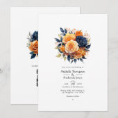 Hochzeit von Seestreitkräften und Orangen Einladung (Vorne/Hinten)