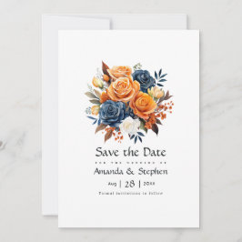 Hochzeit von Seestreitkräften und Orangen Save The Date