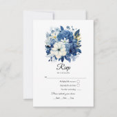 Hochzeit von Seestreitkräften und Weißblütenblumen RSVP Karte (Vorderseite)