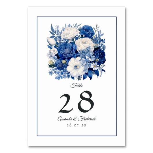 Hochzeit von Seestreitkräften und Weißblütenblumen Tischnummer (Rückseite)