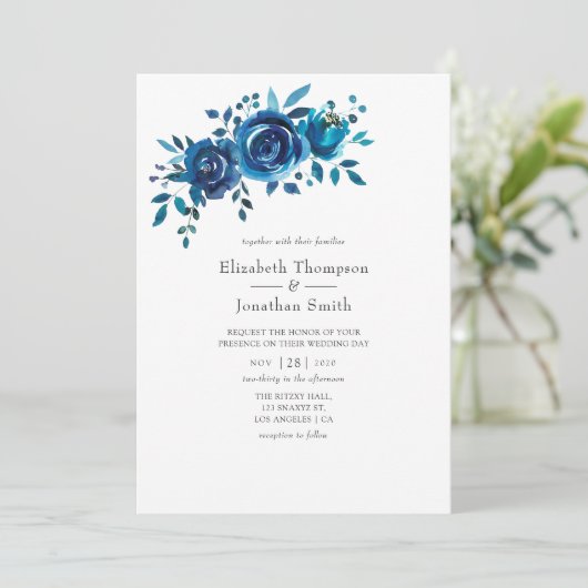 Hochzeit von Seestreitkräften und weißen Wasserfar Einladung (Stehend Vorderseite)