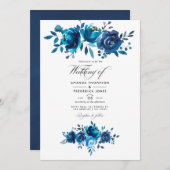 Hochzeit von Seestreitkräften und weißen Wasserfar Einladung (Vorne/Hinten)