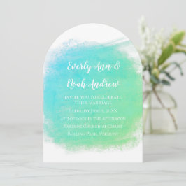 Hochzeit von Serenity Blue und Green Watercolor Einladung