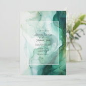 Hochzeit von Silber, Weiß und Waldgrün Einladung (Stehend Vorderseite)