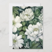 Hochzeit von Silberblumen, Weiß und Waldgrün Einladung (Rückseite)