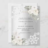 Hochzeit von Silberfloralen Einladung (Vorderseite)