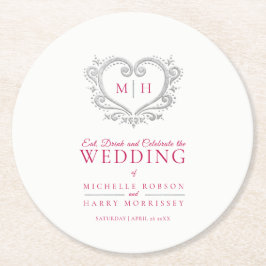 Hochzeit von Silberkraut Runder Pappuntersetzer