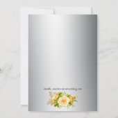 Hochzeit von Silberrosen und Gelben Rosen Dankeskarte (Rückseite)