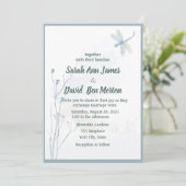 Hochzeit von Slate Blue Dragonfly Simple Greenerit Einladung (Stehend Vorderseite)