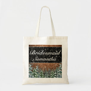 Hochzeit von Snowy Wood & Forest Black Bridesmaid Tragetasche