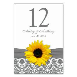 Hochzeit von Sonnenblume Gelbgrau Tischnummer